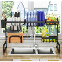 Wholesale Supplies 2 Tiers 201 Stainless Steel Over The Sink kitchen Dish Rack for Storage Drying Tableware